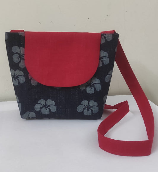 Red & Grey Denim Purse